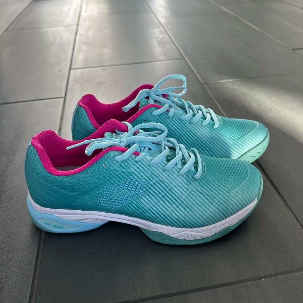Lotto Mirage 300 III SPD Womens Tennis Shoes MSRP $110 Blue Green - Picture 2 of 6
